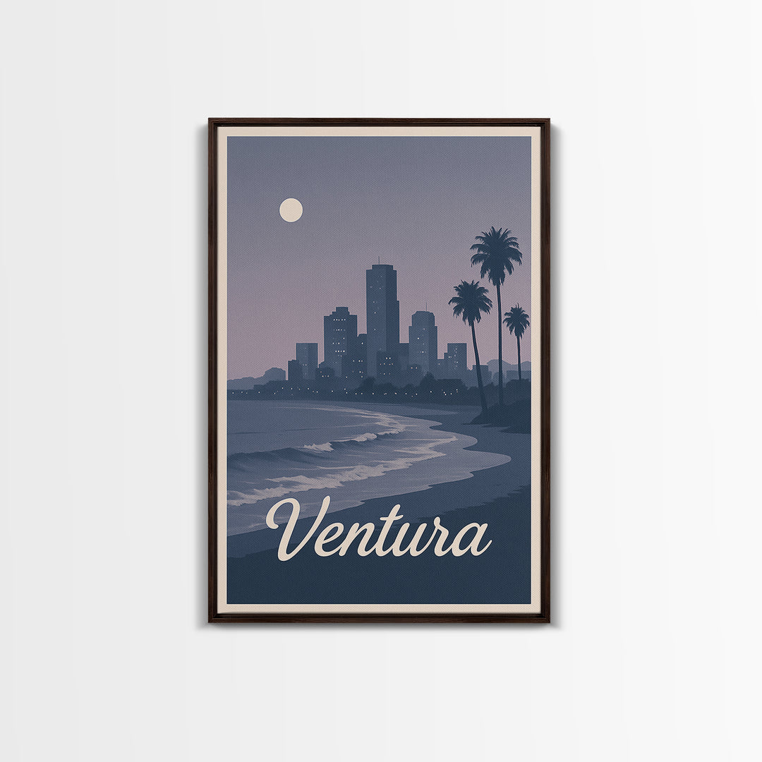 Ventura Travel Poster, Framed Canvas Print, Classic Travel Poster Art, Ventura City Art, Vintage Travel Art, Vintage Travel Print