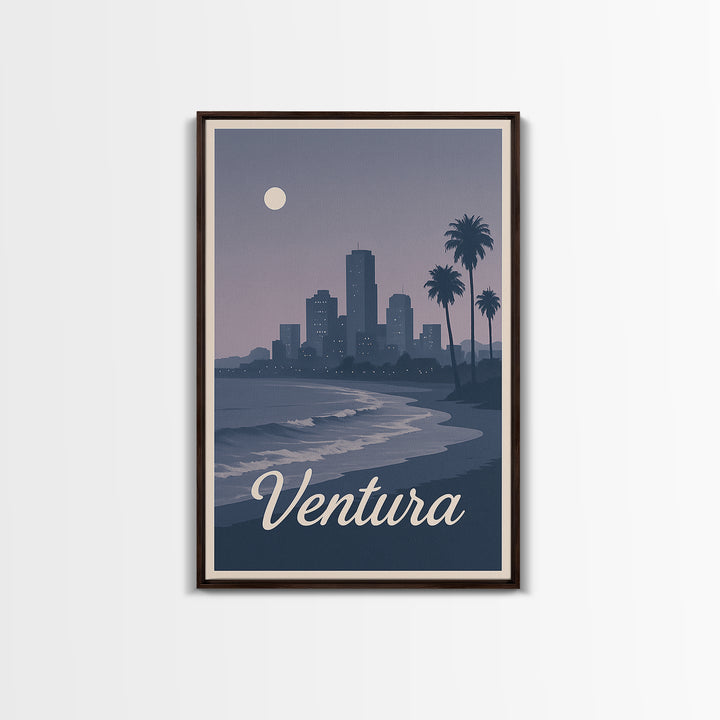 Ventura Travel Poster, Framed Canvas Print, Classic Travel Poster Art, Ventura City Art, Vintage Travel Art, Vintage Travel Print