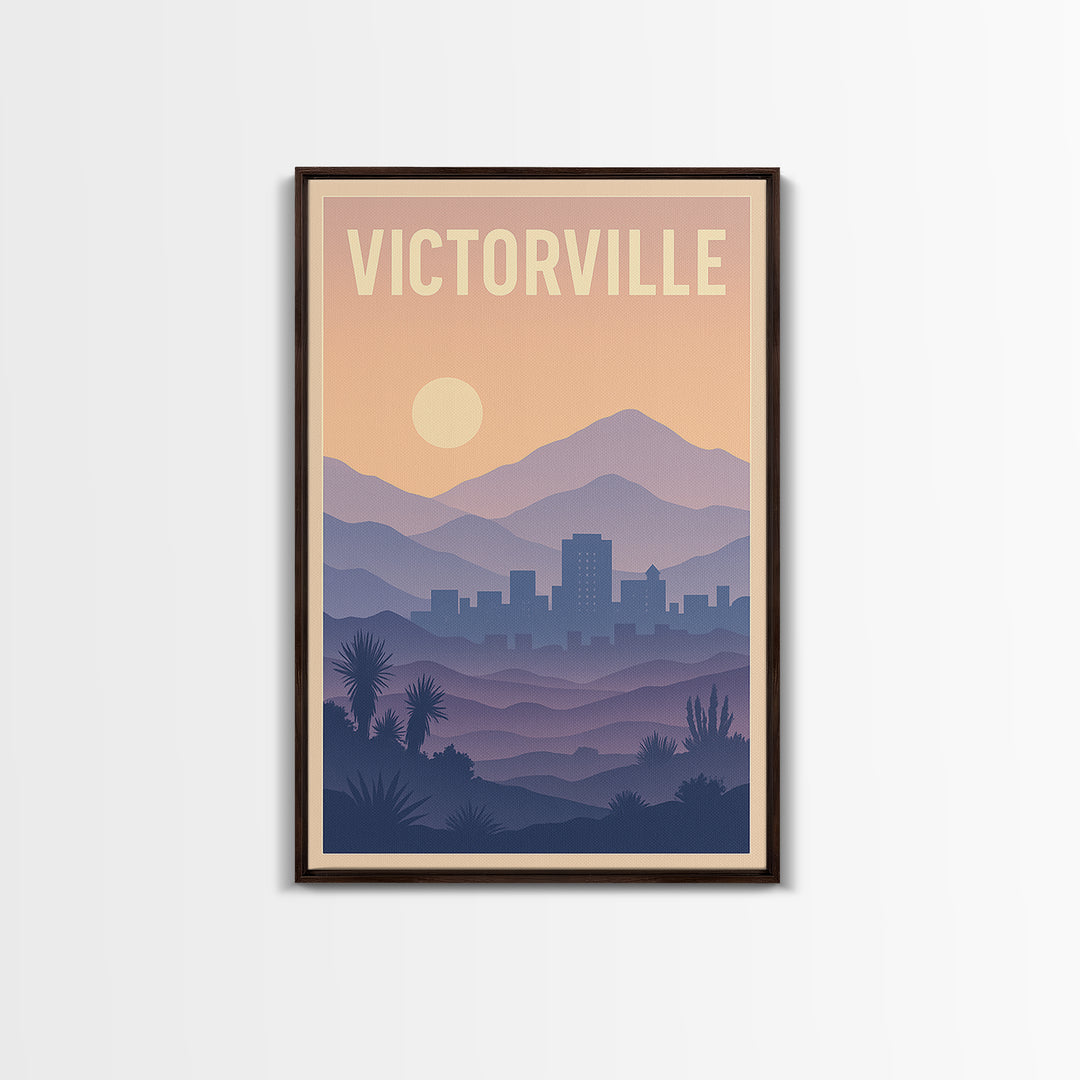 Victorville California Travel Poster, Canvas Print, Mid Century City Wall Art, Victorville Travel Art, Travel Poster Art, Watercolor Skyline