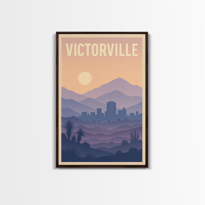 Victorville California Travel Poster, Canvas Print, Mid Century City Wall Art, Victorville Travel Art, Travel Poster Art, Watercolor Skyline