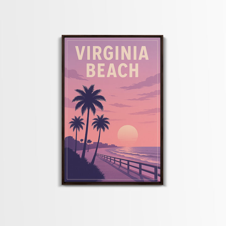 Virginia Beach Virginia Travel Poster, Canvas Print, Classic Travel Poster Art, Virginia Beach City Art, City Illustration, Fine Art Print