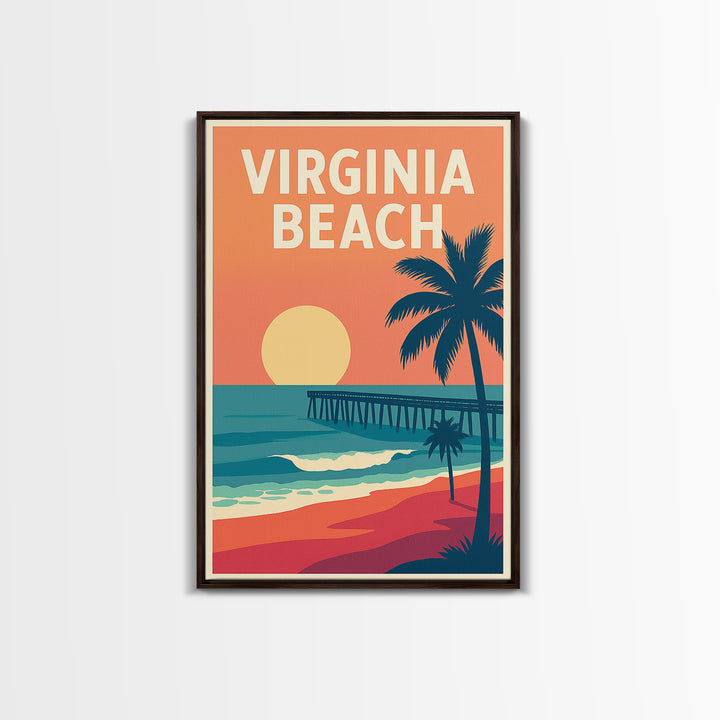 Virginia Beach Travel Poster, Canvas Print, Mid Century City Wall Art, Virginia Beach Art Print, Modern Wall Decor, Fine Art Print