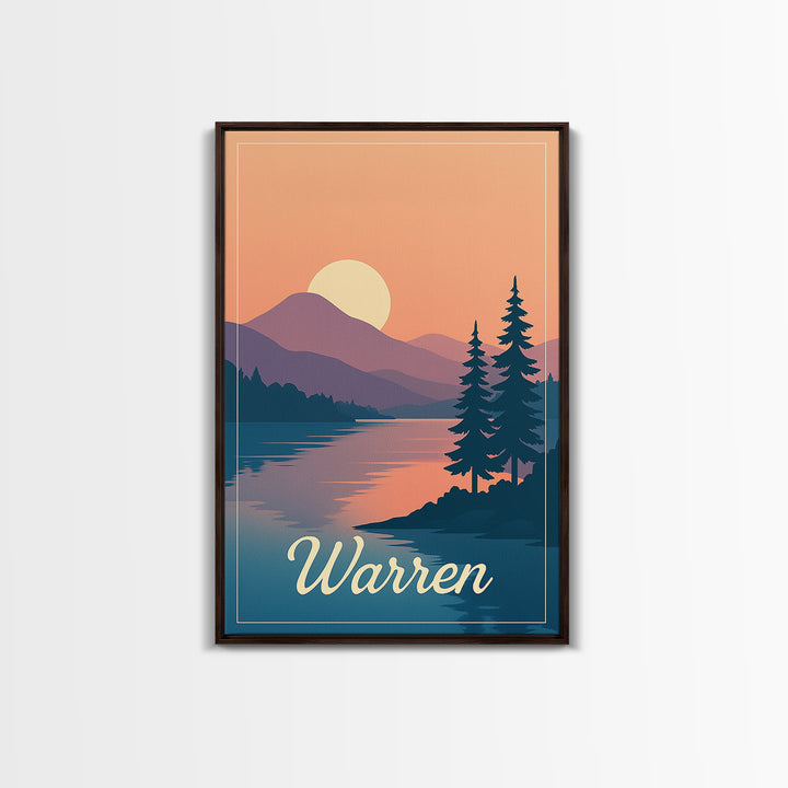 Warren Michigan Travel Poster, Framed Canvas Print, Mid Century City Wall Art, Warren City Art, Mid Century Wall Art, Vintage Travel Print