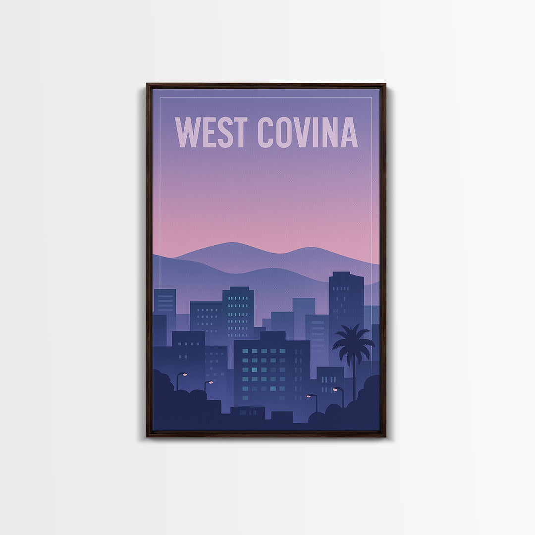 West Covina California Travel Poster, Canvas Print, Vintage Poster Art, West Covina Travel Art, City Illustration, Vintage City Poster