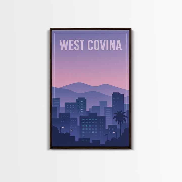 West Covina California Travel Poster, Canvas Print, Vintage Poster Art, West Covina Travel Art, City Illustration, Vintage City Poster