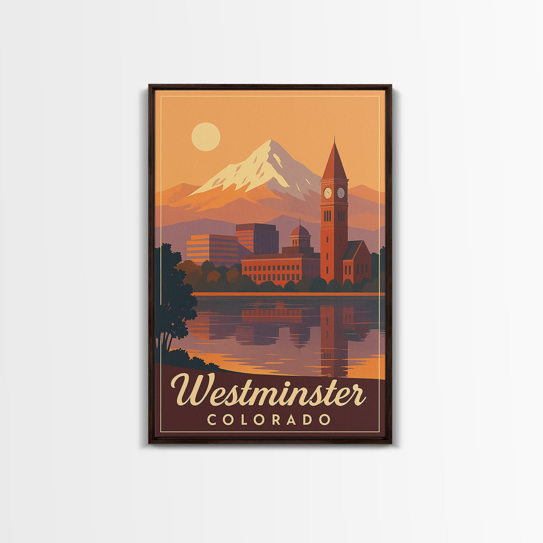Westminster Colorado Travel Poster, Canvas Print, Retro Sunset Skyline Art, Westminster Poster Print, Travel Art Print, Art Print, Wall Art