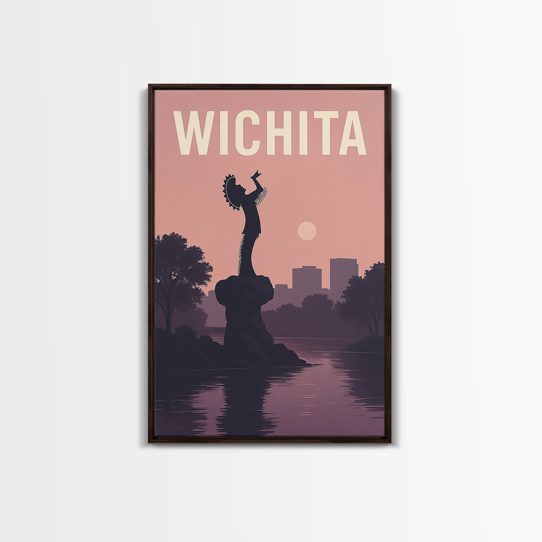 Wichita Kansas Travel Poster, Framed Canvas Print, Classic Travel Poster Art, Wichita Poster Print, Travel Poster Art, Travel Wall Decor
