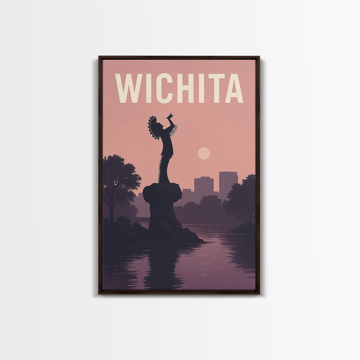 Wichita Kansas Travel Poster, Framed Canvas Print, Classic Travel Poster Art, Wichita Poster Print, Travel Poster Art, Travel Wall Decor