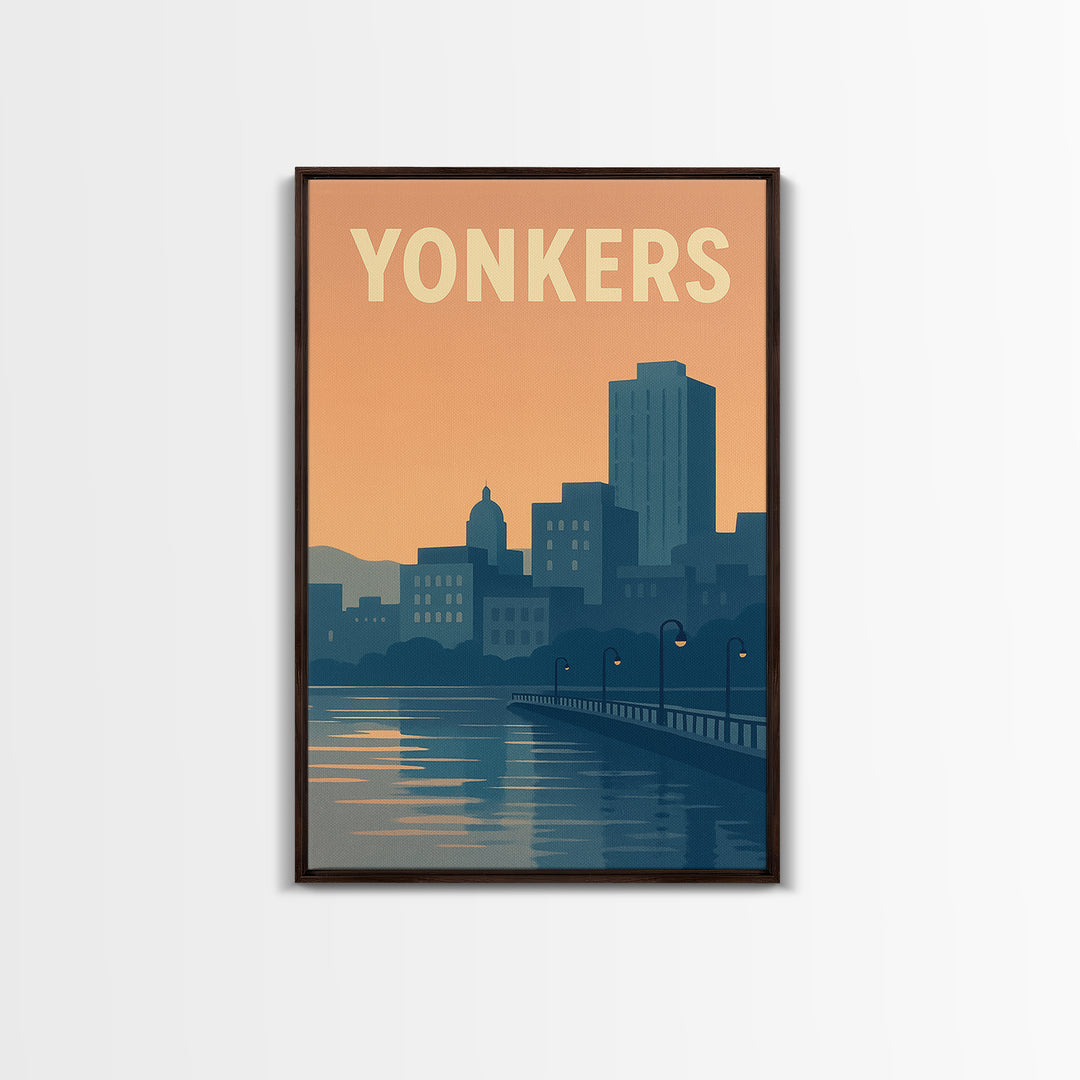 Yonkers New York Travel Poster, Framed Canvas Print, Mid Century City Wall Art, Yonkers Wall Art, Travel Poster Art, Retro Travel Print