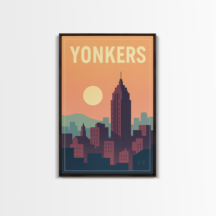 Yonkers Travel Poster, Framed Canvas Print, Mid Century City Wall Art, Yonkers Poster Print, Travel Wall Decor, Wanderlust Decor