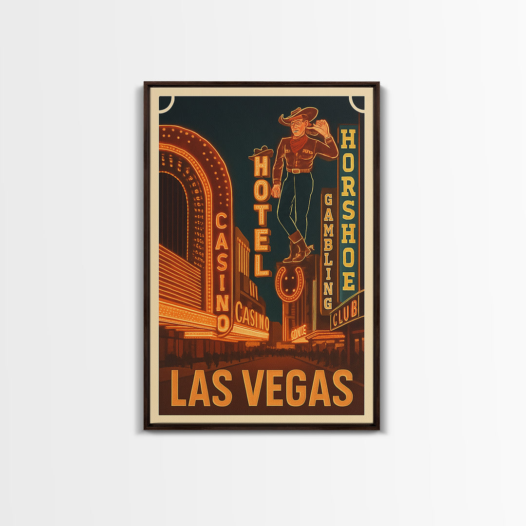 Las Vegas Travel Poster, Canvas Print, Retro City Wall Art, Las Vegas Art Print, Watercolor Downtown Skyline, Travel Art, Wanderlust Decor