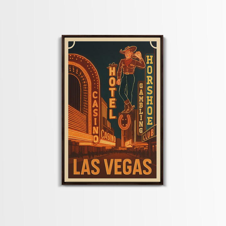Las Vegas Travel Poster, Canvas Print, Retro City Wall Art, Las Vegas Art Print, Watercolor Downtown Skyline, Travel Art, Wanderlust Decor