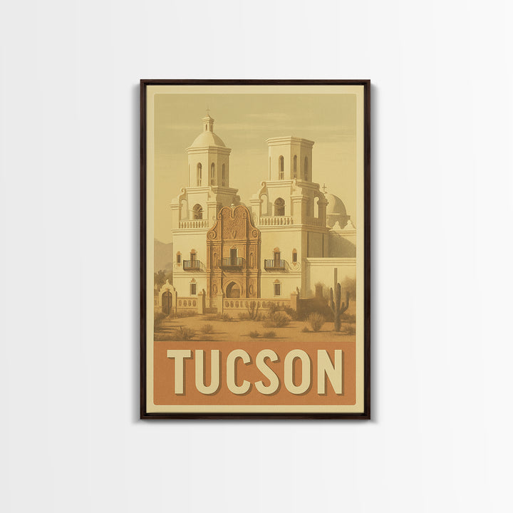 Tucson Arizona Travel Poster, Canvas Print, Vintage Theatre Style Art, Tucson Wall Art, City Illustration, Mid Century Wall Art, Travel Art