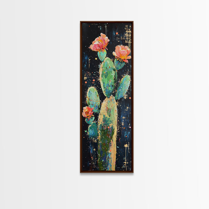 Blooming Cactus Canvas Print pink orange wall art southwest wall art agave painting boho art botanical prints