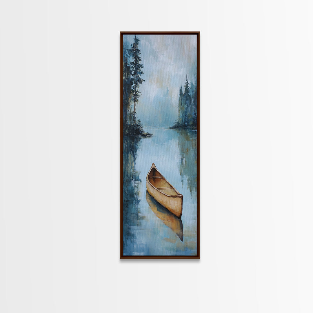Canoe Painting Framed Canvas Print Lake Tahoe Art Nautical Wall Art Coastal Decor Rustic Art Above Sofa Art Extra Wide Art