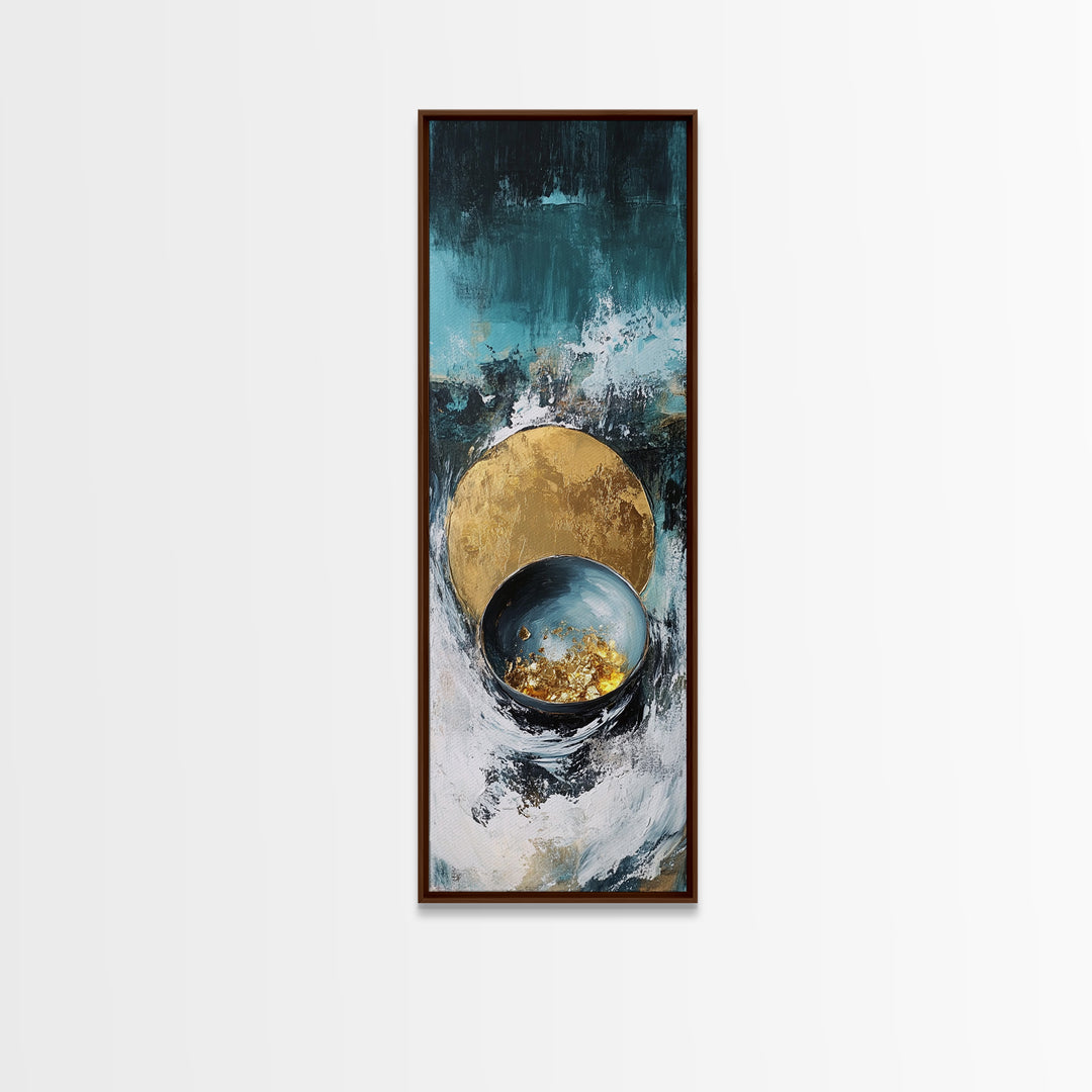 Abstract Gold and Teal Canvas Print Sacred Geometry Wall Art Teal Wall Art Zen Wall Art Moody Art Minimalist Art