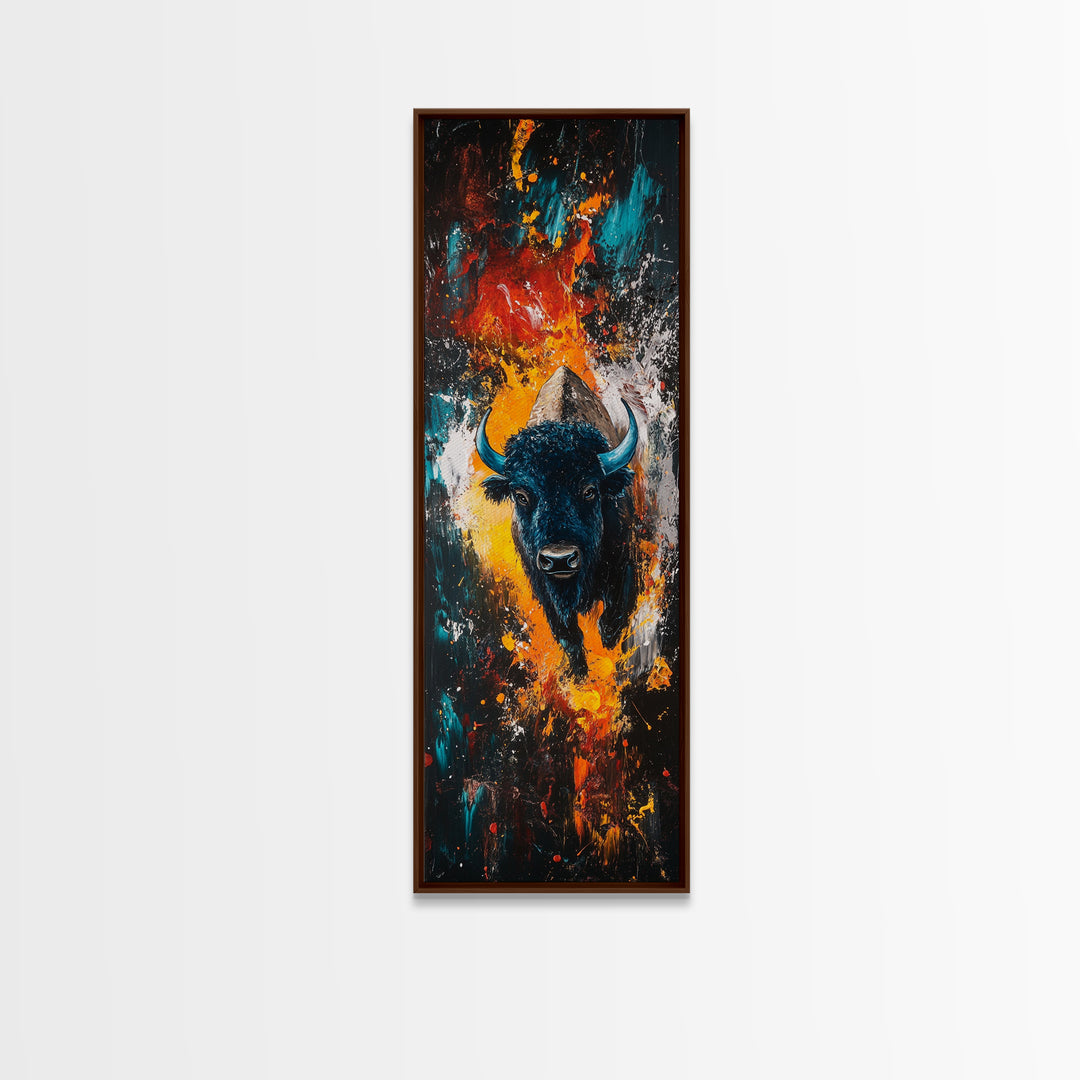Abstract Bison Canvas Print Southwest Wall Art Rustic Decor Tall Narrow Art Living Room Art Vertical Wall Art Gift Idea Him