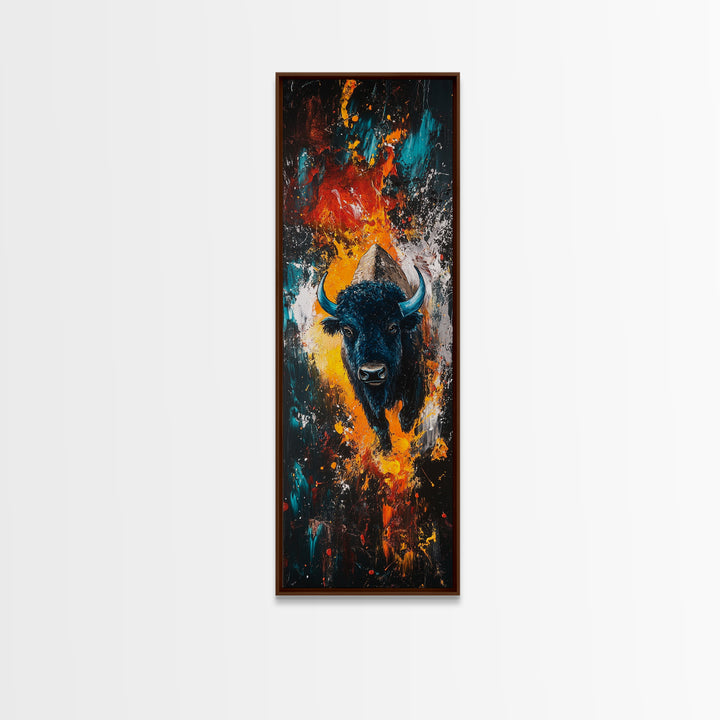 Abstract Bison Canvas Print Southwest Wall Art Rustic Decor Tall Narrow Art Living Room Art Vertical Wall Art Gift Idea Him