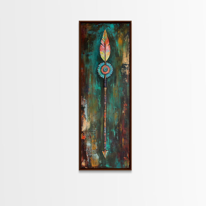 Tribal Arrow Art Canvas Print Southwest Wall Art Boho Decor Tall Narrow Art Rustic Wall Art Above Bed Wall Art