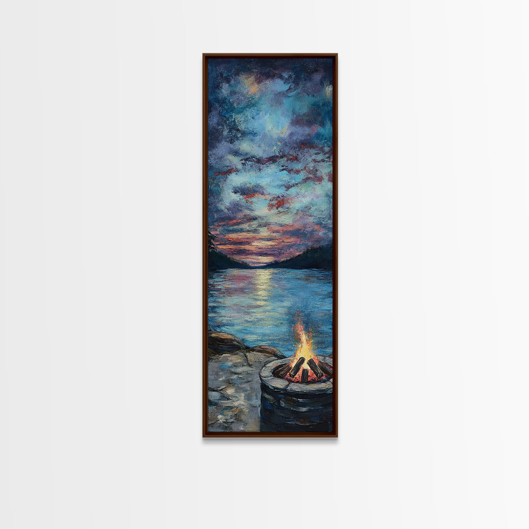 Cozy Campfire Lake View Canvas Print Rustic Wall Art Southwest Art Smoky Mountain Art Nautical Decor Above Couch Wall Art