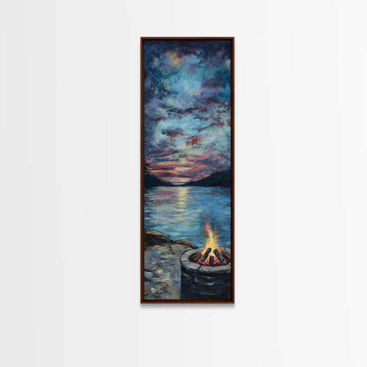 Cozy Campfire Lake View Canvas Print Rustic Wall Art Southwest Art Smoky Mountain Art Nautical Decor Above Couch Wall Art