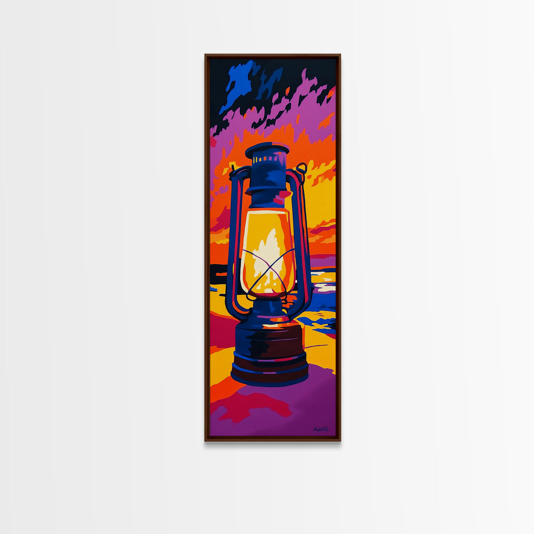 Vibrant Lantern Painting Framed Canvas Print Moody Art Rustic Decor Southwest Wall Art Living Room Art Colorful Wall Art