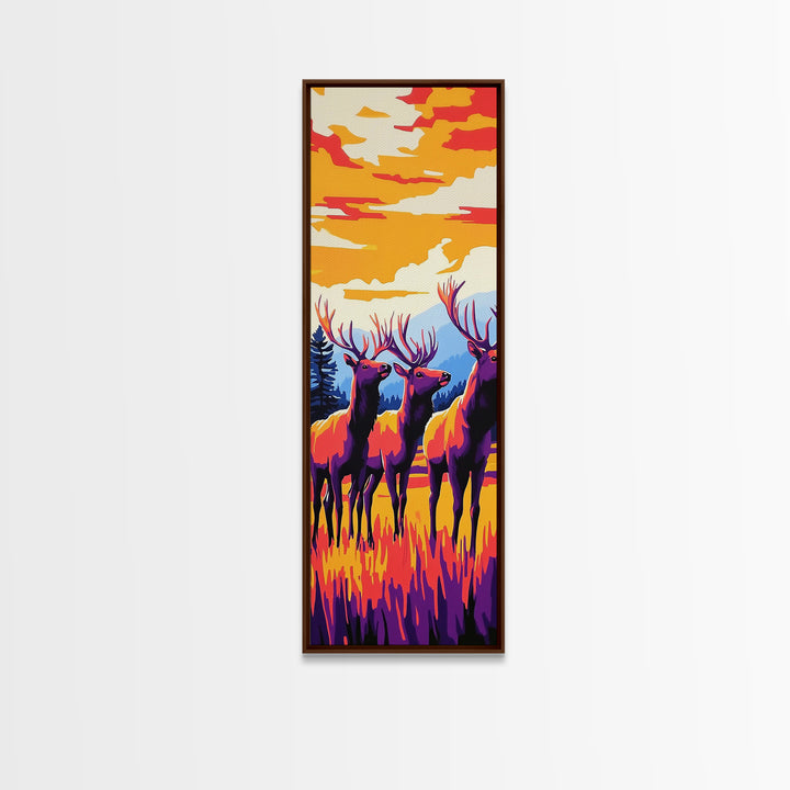 Autumn Elk Silhouette Canvas Print wildlife art southwest wall art orange pink wall art rustic decor gift idea hunting lodge art