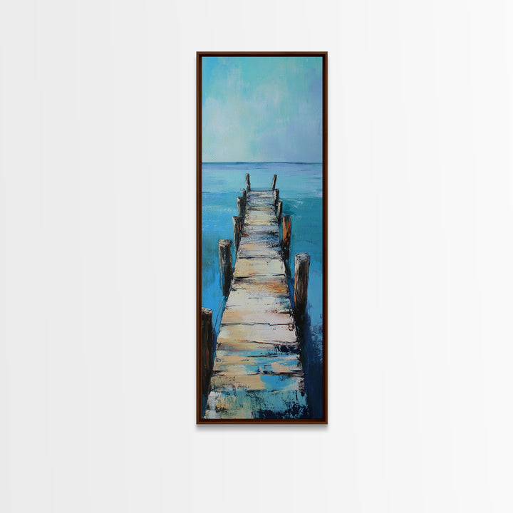 Coastal Dock Painting Framed Canvas Print coastal painting nautical wall art coastal decor seascape painting rustic wall art bedroom art