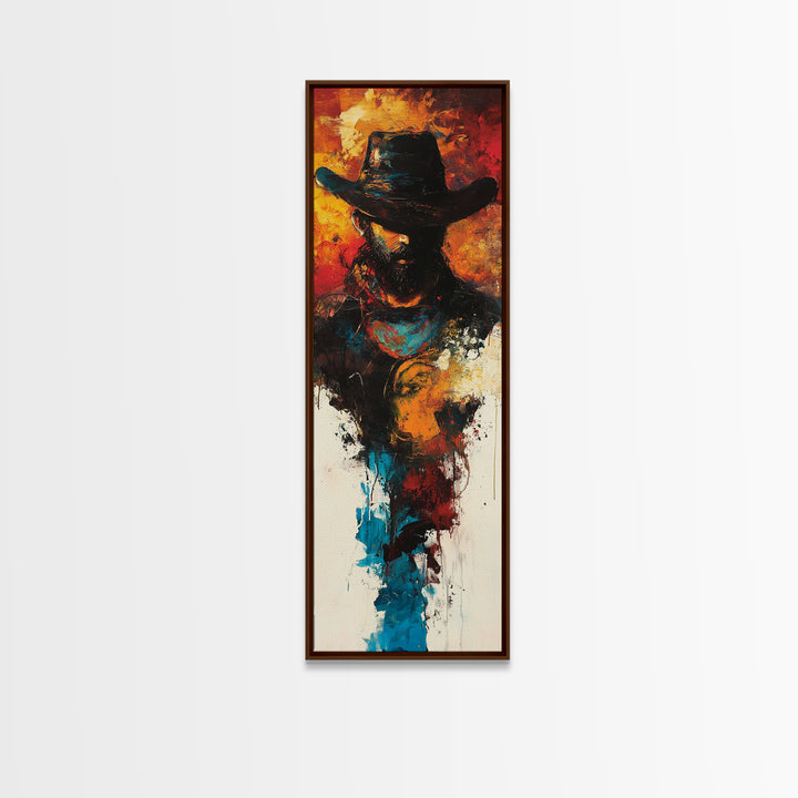 Abstract Cowboy Painting Framed Canvas Print chicano art rustic wall art dark romance painting western decor moody art above couch art