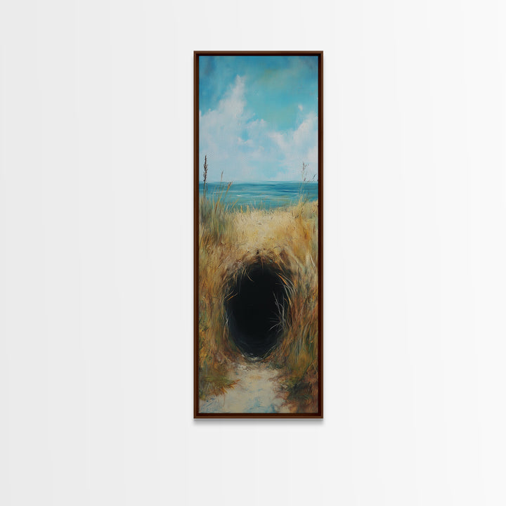 Dark Rabbit Hole Canvas Print, Wabi Sabi Art, Moody Art, Coastal Landscape Art, Minimalist Art, Living Room Art, Extra Wide Art