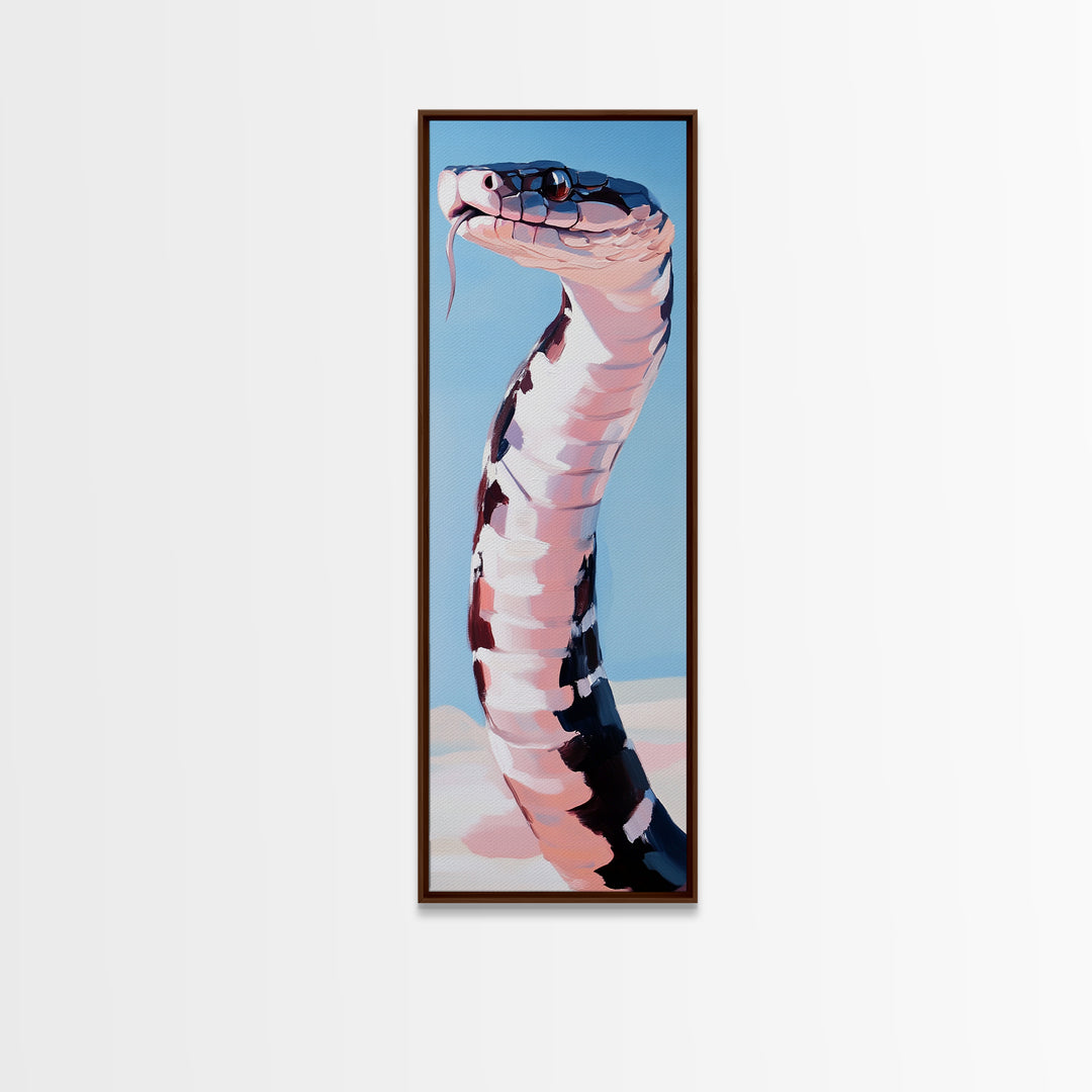 Black and White Snake Pink Canvas Print,  Moody Art, Minimalist Art, Vertical Wall Art, Rustic Decor, Gift Idea Him