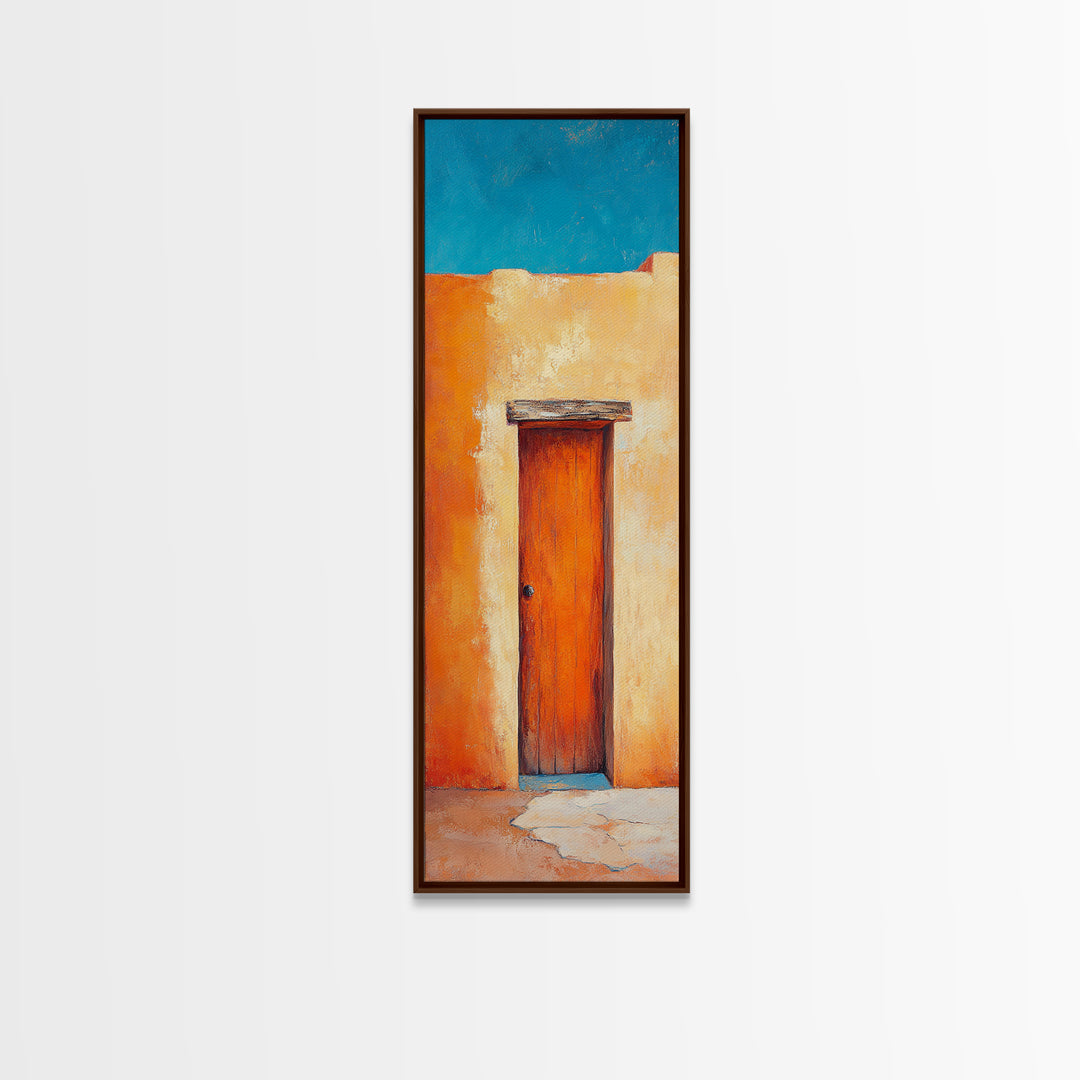 Desert Sunset Door Canvas Print Rustic Southwest Wall Art Warm Earth Tone Art Wabi Sabi Painting Living Room Wall Art