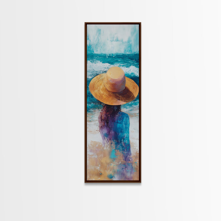Ocean Breeze Coastal Cowgirl Wall Art Framed Canvas Print Coastal Decor Boho Art Nautical Painting Guest Room Art