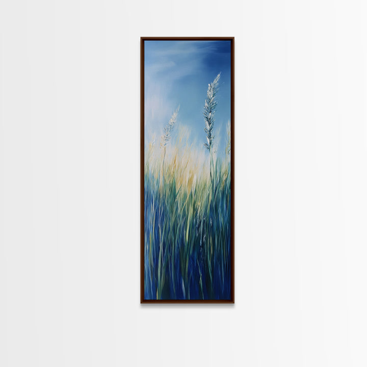 Bluegrass Field Wildflower Painting Framed Canvas Print Rustic Art Vertical Wall Art Farmhouse Art Botanical Prints