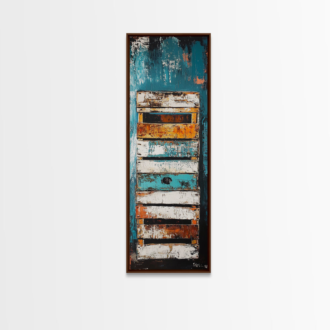 Weathered Wooden Door Rustic Decor Framed Canvas Print Wabi Sabi Art Farmhouse Art Long Narrow Wall Art Above Couch Art