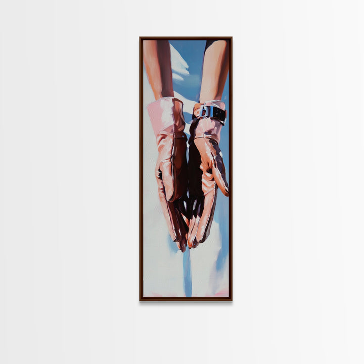 Minimalist Gloves Art Canvas Print light pink wall art fashion-inspired painting modern aesthetic bedroom art unique gift idea