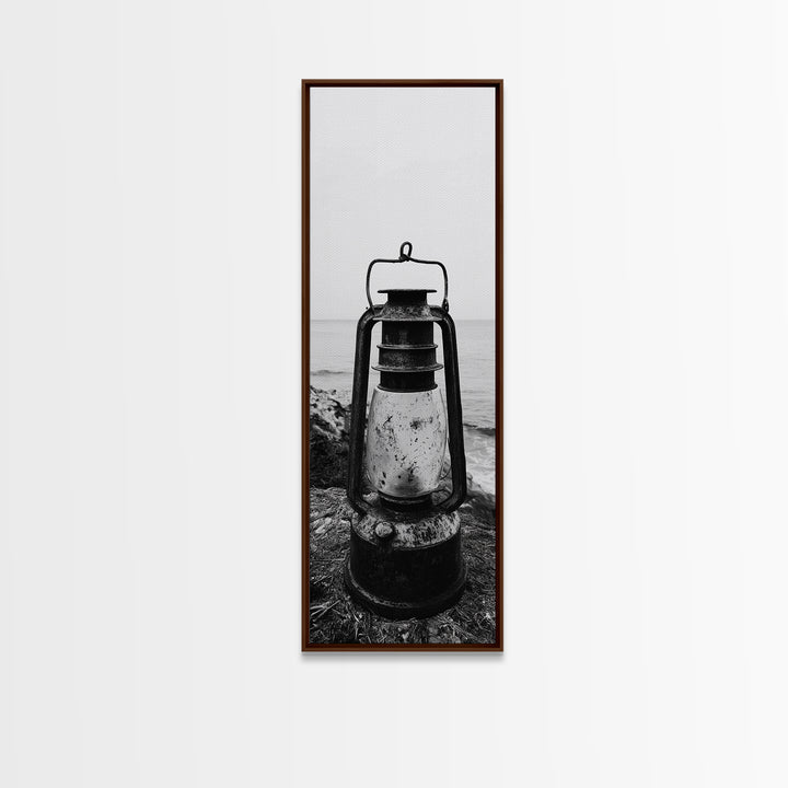 Weathered Lantern, Coastal Art, Canvas Print, nautical wall art, seascape painting, coastal decor, moody art, rustic wall art, guest room art