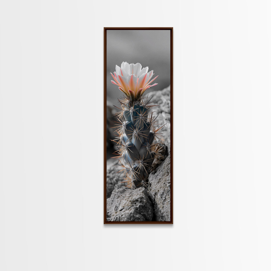 Cactus Bloom Desert Art Framed Canvas Print | Southwest Wall Art | Wildflower Painting | Botanical Prints | Boho Art | Nature Decor | Gift Idea