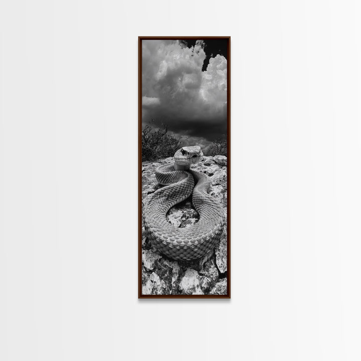 Rattlesnake Desert Art, Framed Canvas Print, southwest wall art, rustic decor, moody art, wildlife photography, cowboy aesthetic, gift idea