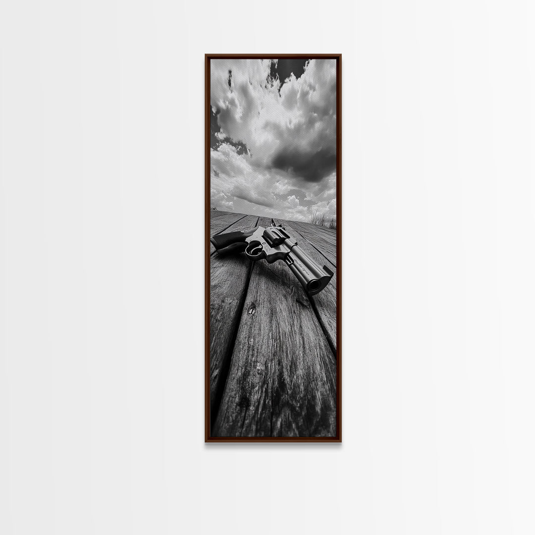 Revolver Gun Art, Canvas Print, moody art, western decor, rustic wall art, cowboy aesthetic, dark romance painting, unique gift idea