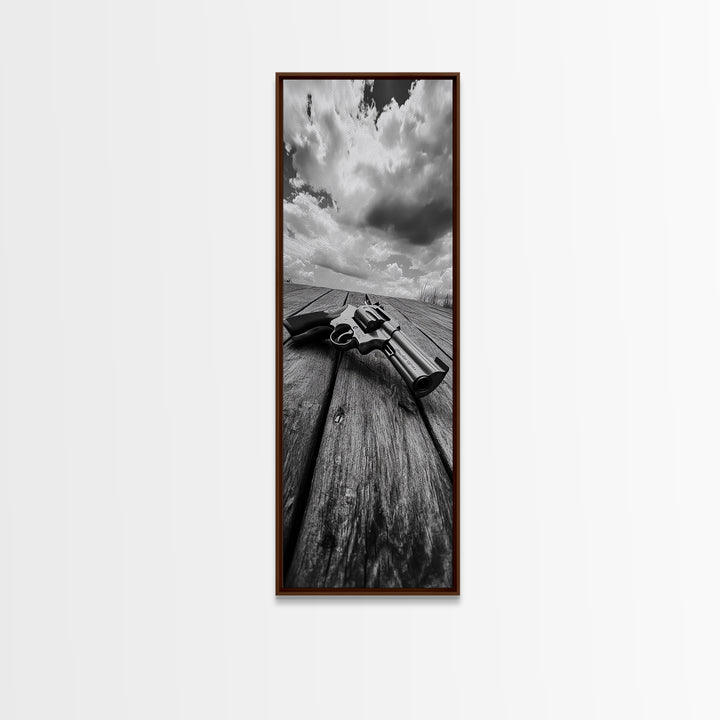 Revolver Gun Art, Canvas Print, moody art, western decor, rustic wall art, cowboy aesthetic, dark romance painting, unique gift idea