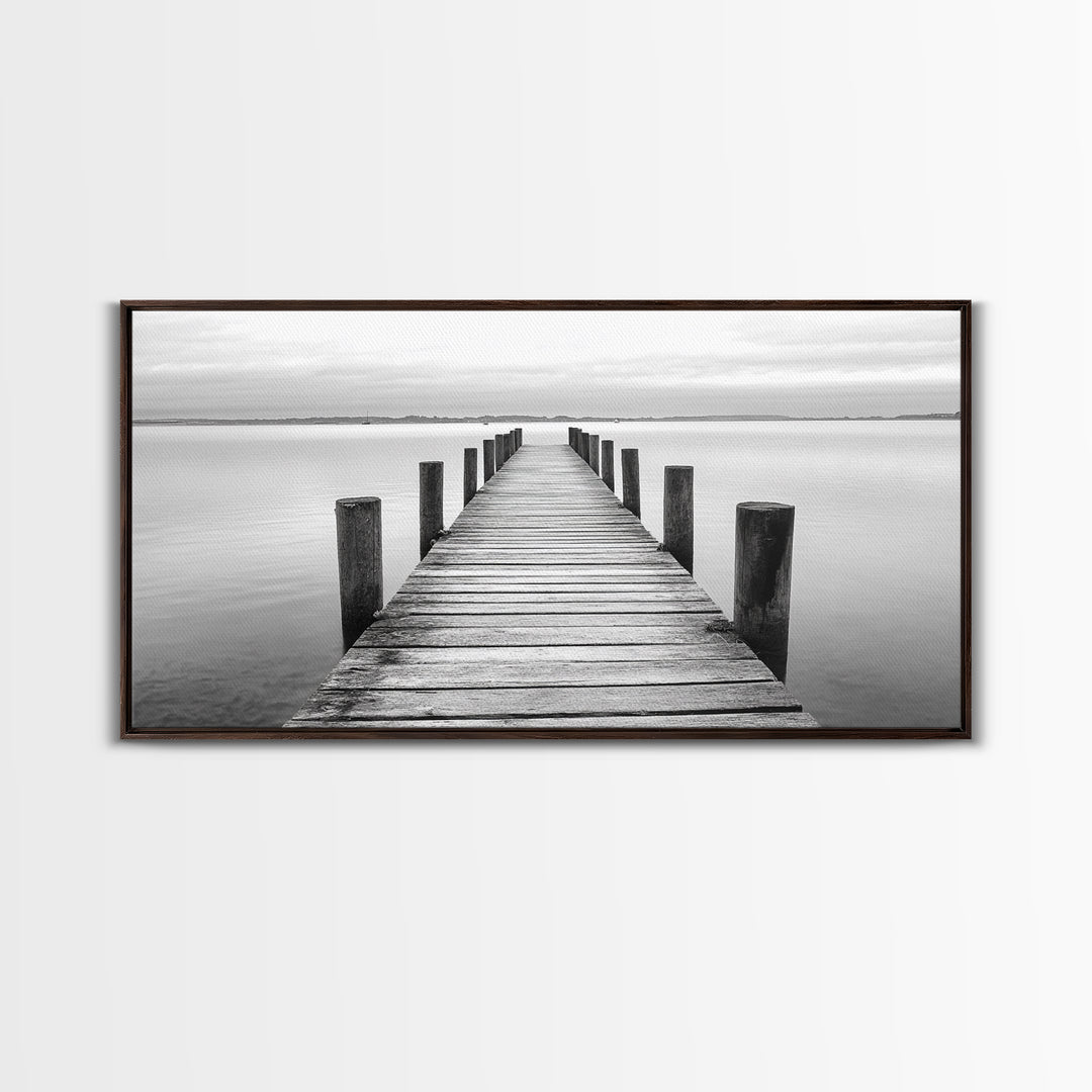 Dock, Nautical Wall Art, Extra Wide Art, Coastal Decor, Moody Art, Minimalist Art, Above Bed Wall Art, Framed Canvas Print