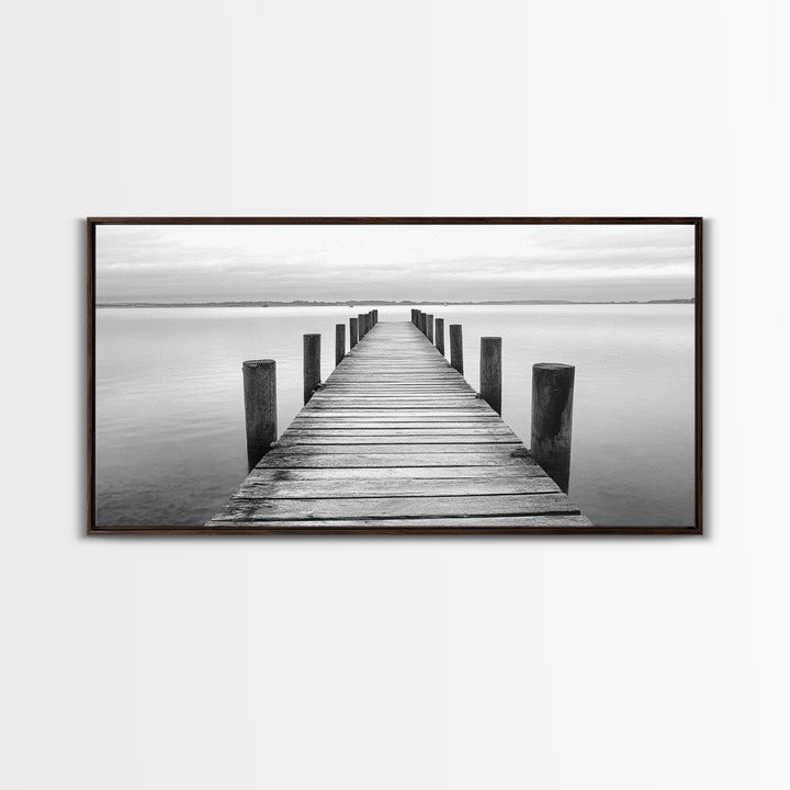 Dock, Nautical Wall Art, Extra Wide Art, Coastal Decor, Moody Art, Minimalist Art, Above Bed Wall Art, Framed Canvas Print