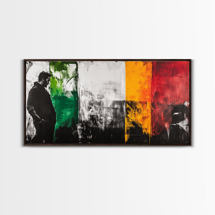 Abstract Portrait, moody art, dark romance painting, chicano art, black and white painting, modern wall decor, Framed Canvas Print