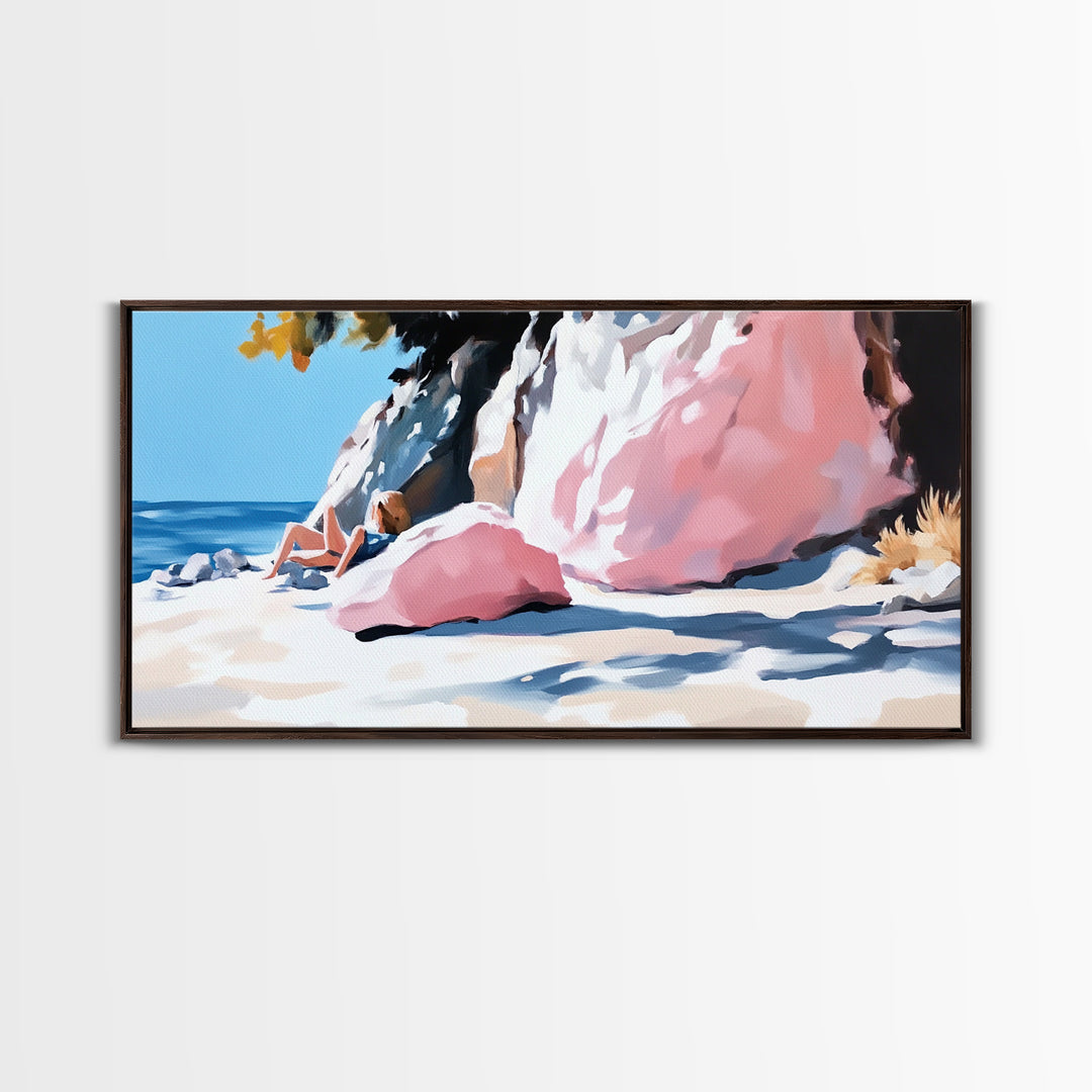 Coastal Landscape Art, Nautical Painting, Beach House Art, Panoramic Art, Seascape Painting, Canvas Print, Minimalist Art, Horizontal Wall Art