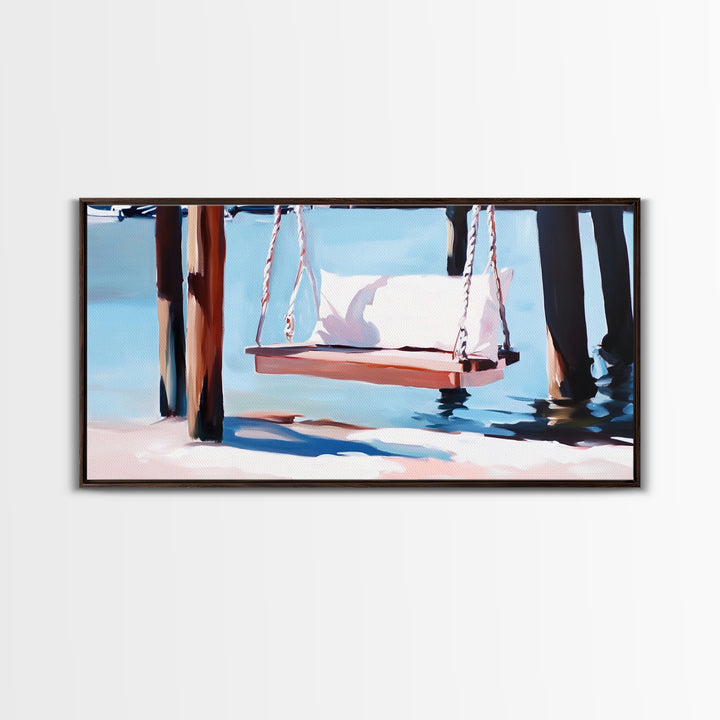Coastal Swing Painting, Nautical Wall Art, Coastal Decor, Beach House Art, Panoramic Art, Canvas Print, Rustic Art, Guest Room Art