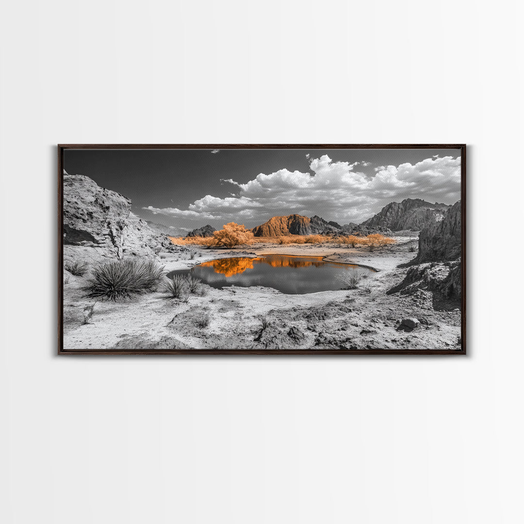 Desert Oasis Reflection Canvas Print Joshua Tree Art Southwest Wall Art Panoramic Art Above Sofa Art Gift Idea Rustic Wall Art