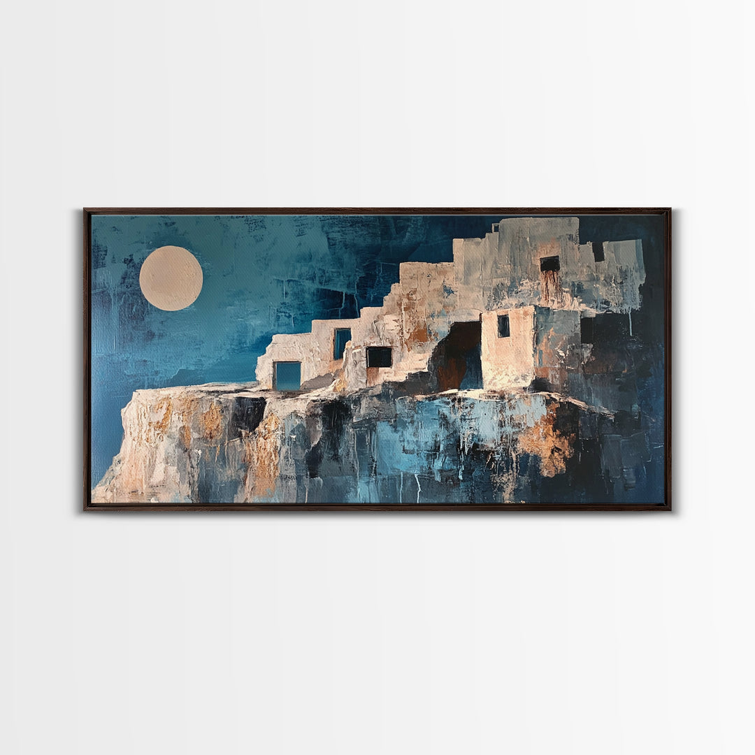 Adobe House, Southwest Wall Art, Boho Art, Wabi Sabi Art, Rustic Decor, Extra Wide Art, Bright Home Decor, Framed Canvas Print
