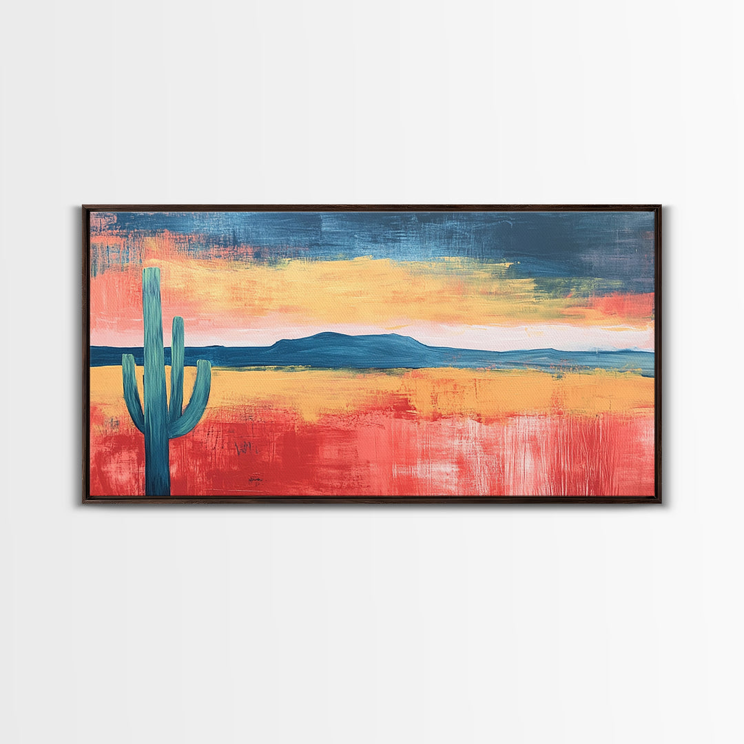 Desert Landscape Art, Framed Canvas Print, Joshua Tree Art, Southwest Wall Art, Extra Wide Art, Above Bed Wall Art, Boho Art, Rustic Decor