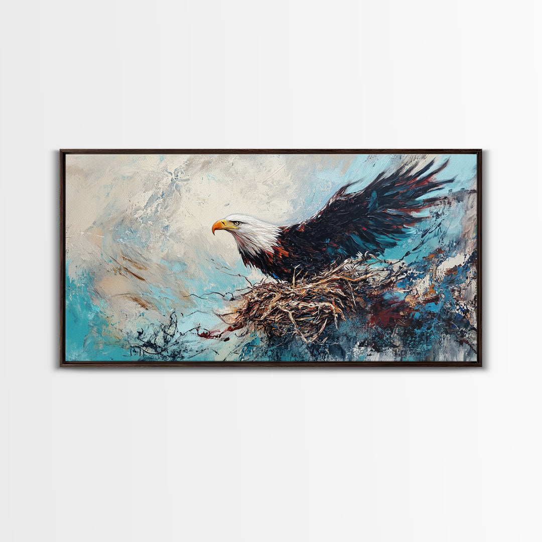 Bald Eagle, Bird Art, Rustic Decor, Wildlife Art, Mountain Painting, Southwest Wall Art, Living Room Art, Framed Canvas Print, Moody Art